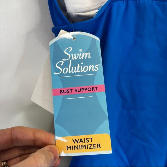 Swim Solutions Tummy Control Plunge One Piece swimsuit copen blue - 8 - Picture 12 of 13